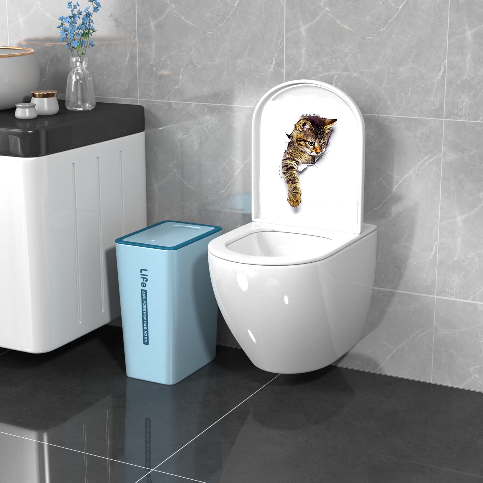 Katze Aufkleber Groß 38x55cm - Herbst Design Mit Ahornblättern Für Wand & Fenster