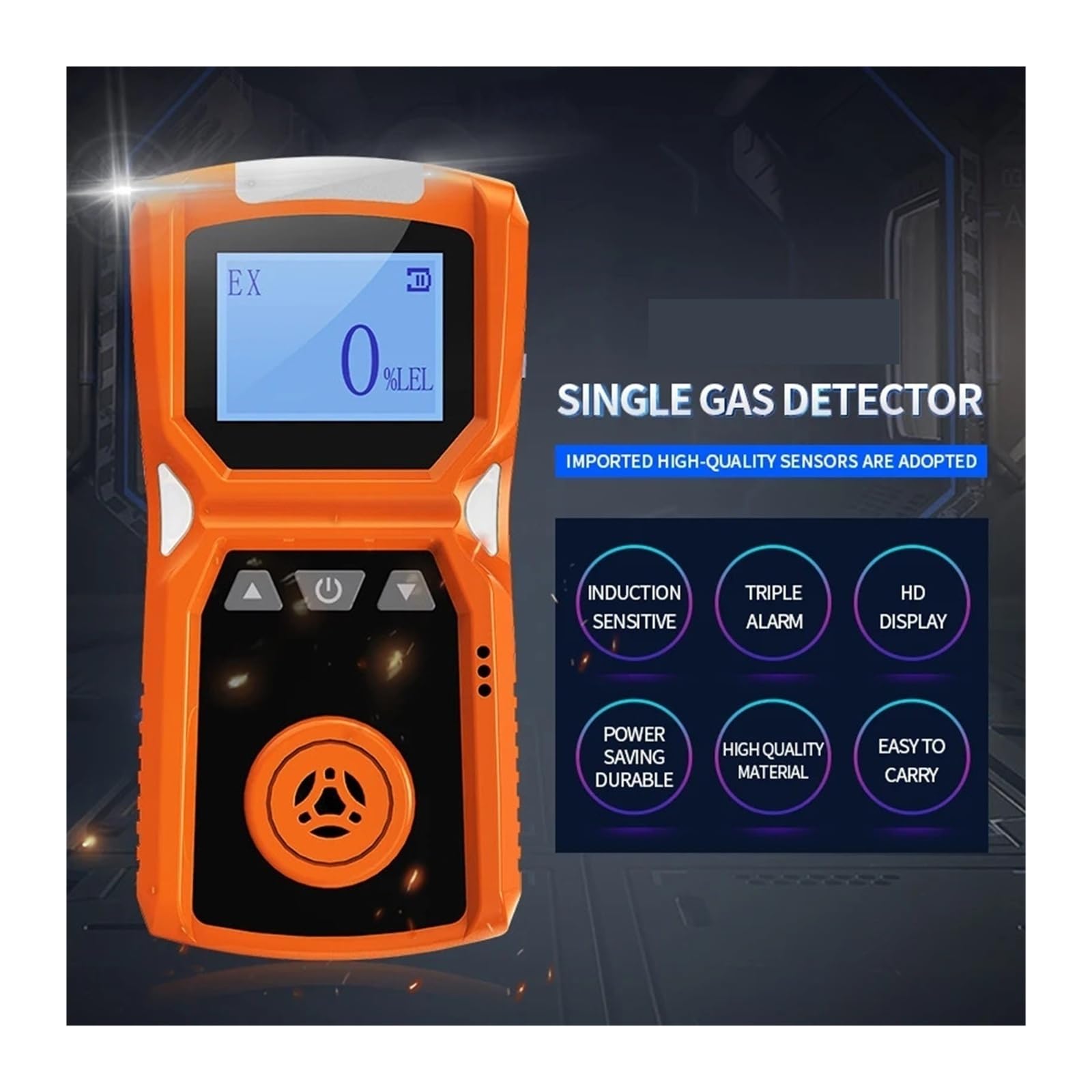 Przenośny detektor gazu z wyświetlaczem LCD, miernik wielogazowy H2/CO/PH3/CO2/H2S/NH3/O2/NO2/NO/EX/CH4 do pracy i domu Daty w czasie rzeczywistym(CO-0-1000ppm)