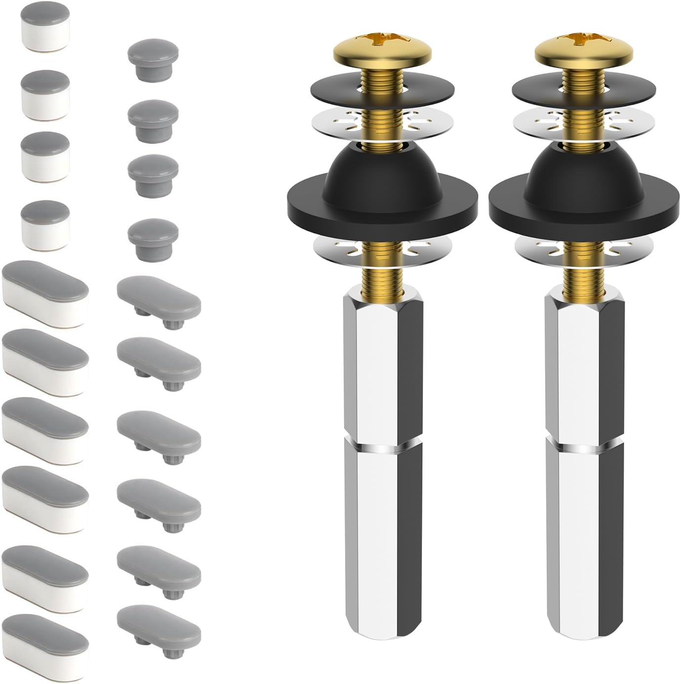 Hibbent Toilet Seat Bolts with 10 Pieces Toilet Seat Bumpers, Universal
