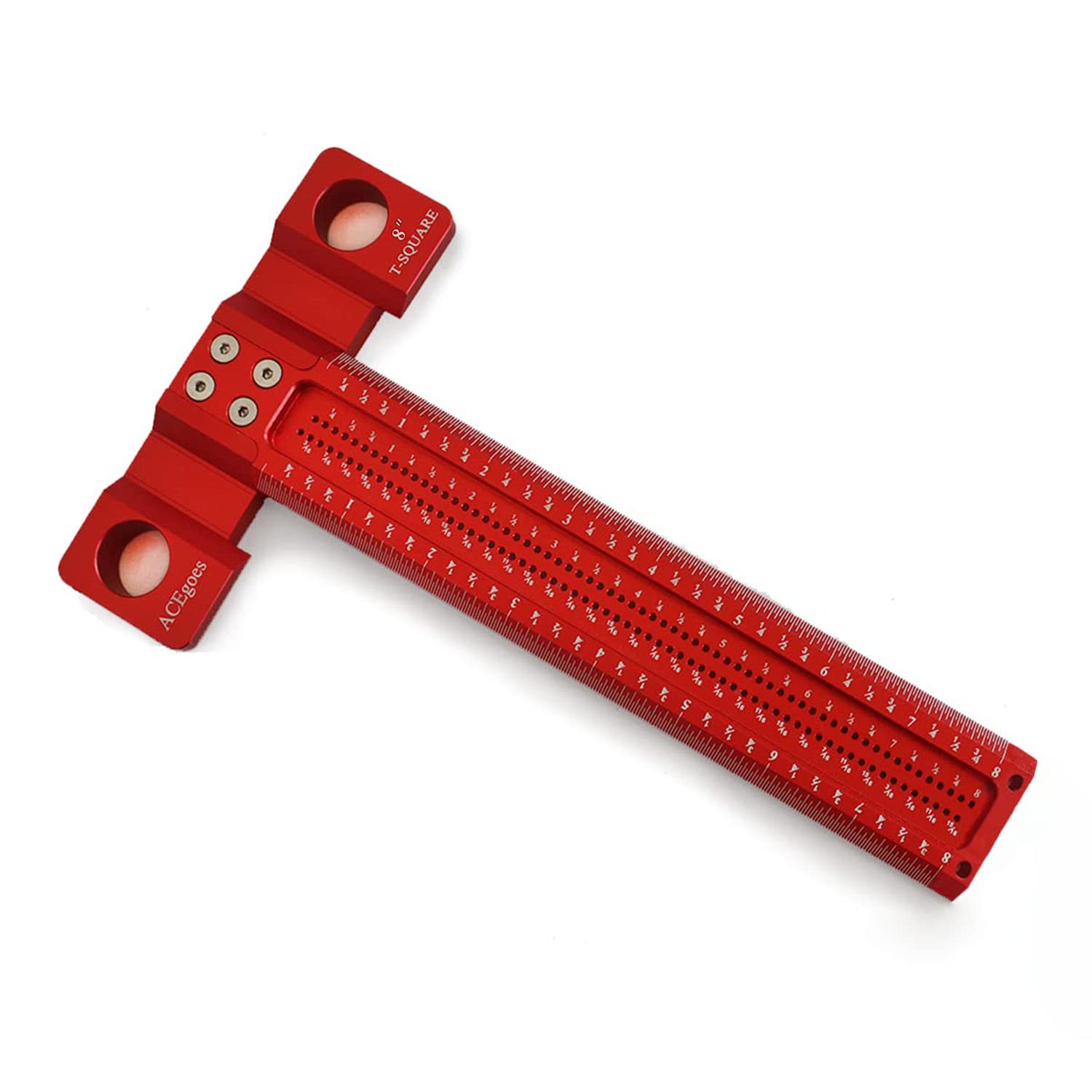 Woodworking Scriber T-Square Ruler 8in with Thoughtful Support Lips, Architect Ruler for Carpenter Work, Layout and Measuring Tools