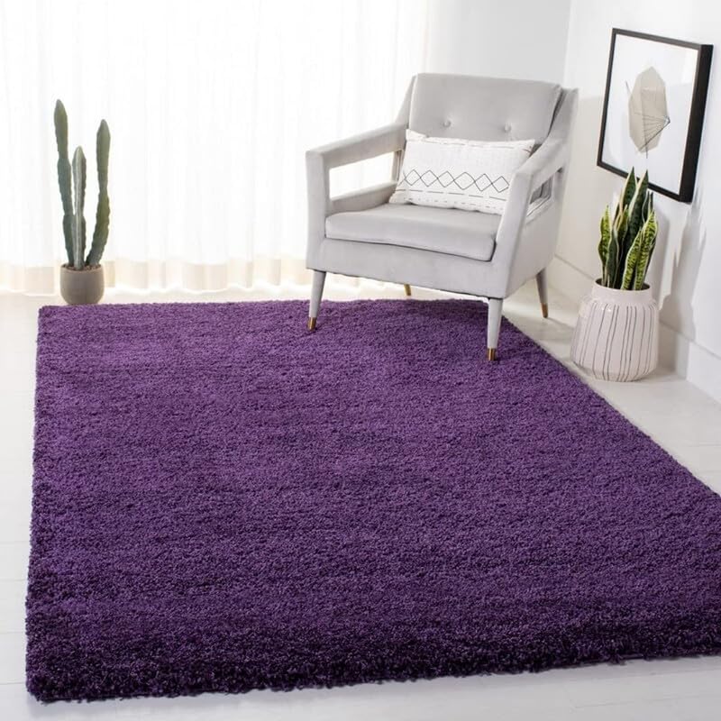 Image of Carpet for Living Room, Bedroom and Hall Handmade Microfiber Cozy Soft and Fluffy Shaggy Area Rug with 2 inch Thick Anti Skid Carpet [3x6 Feet Purple]