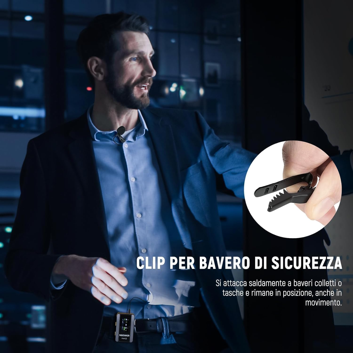 NEEWER Confezione da 2 microfoni Lavalier da bavero Compatibile con DJI Rode Wireless GO II Wireless Pro microfono wireless, 3,5 mm TRS omnidirezionale a condensatore cablato con clip per YouTube Live