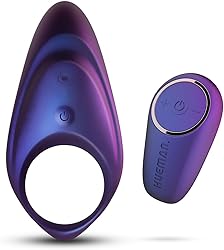 Hueman Neptune Anillo Vibrador para Pene con Control Remoto –Anillo de Placer con Estimulador de Clítoris o Perineo, Perfecto para Parejas - Diámetro Interno del Anillo del Pene 3,30 cm - Morado
