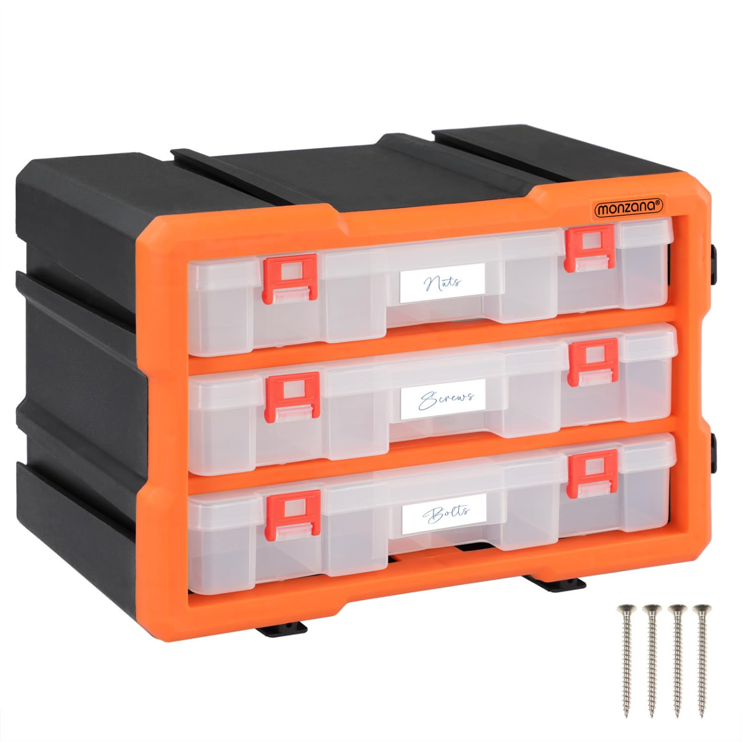 Monzana Multicoloured Monzana® 36 Compartment Multi Drawer Organiser With Adjustable Dividers - 3 Plastic Storage Drawers Multi Tool Box Organiser - Ideal For Diy Tool Bits, Fishing Tackle, Fixings & Accessories