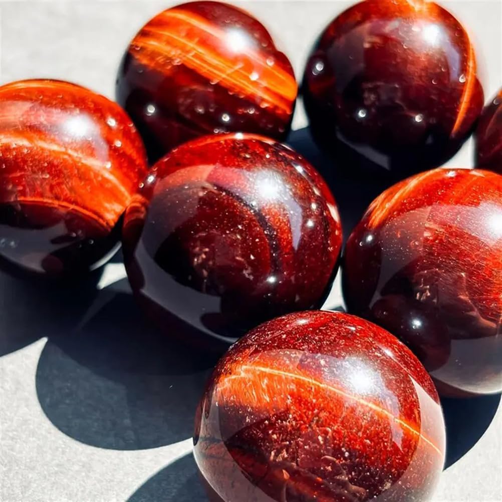 Polished Red Tiger's Eye Quartz Sphere, Stone Crystal Ball,Gemstone Sculpture Figurine Ornament for Home Display,40~45mm