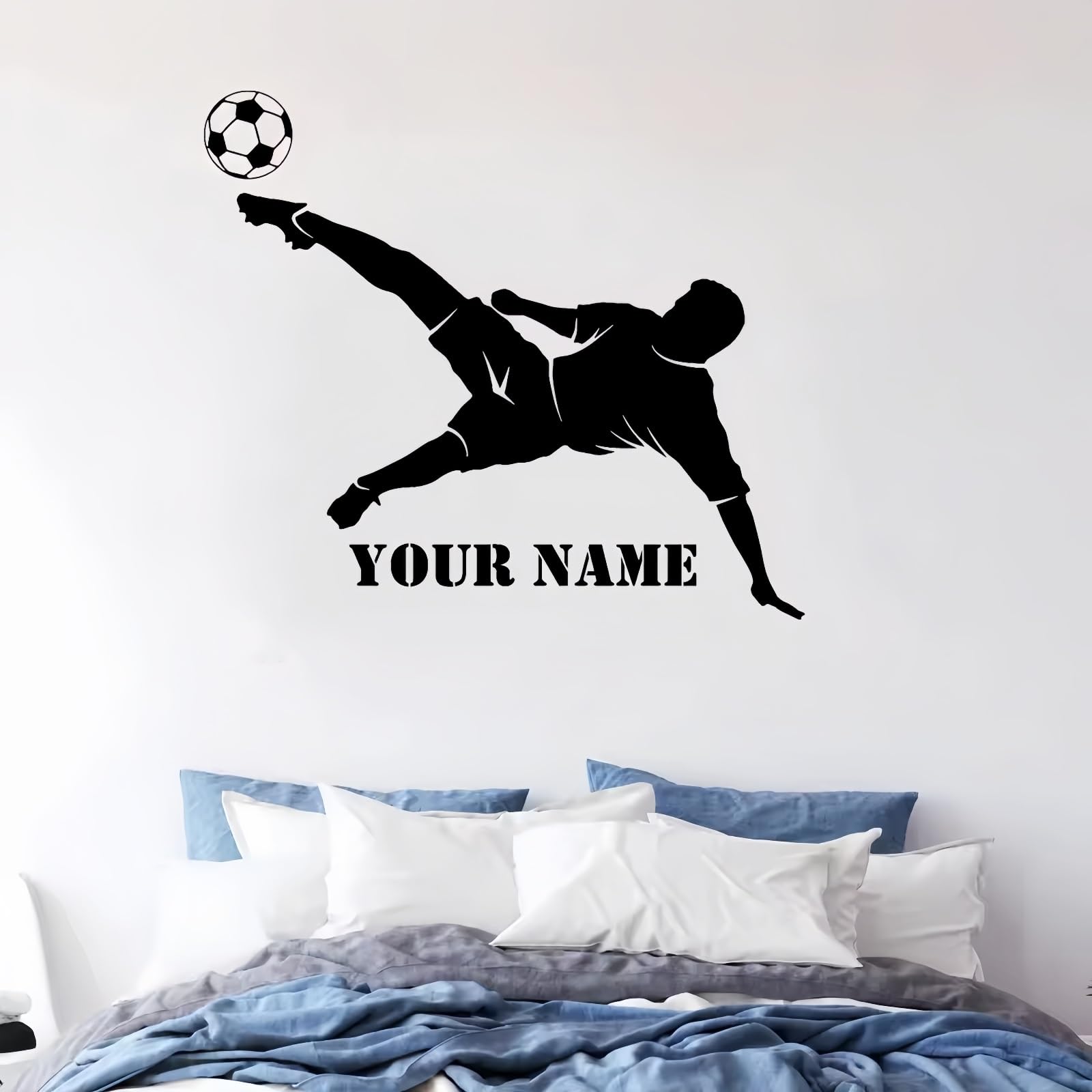 Pegatinas De Fútbol Personalizadas con Nombre Y Número. Vinilo De Portero Personalizado For Pared. Decoración For Habitación De Niños Y Niñas. Póster De Fútbol(56x70cm)