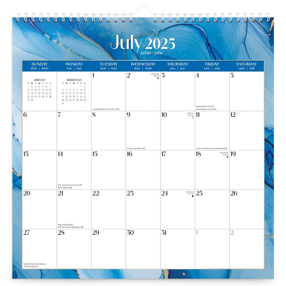 Crackled Blush | 2026 12 x 12 Inch (Hanging) 18 Months Monthly Square Wire-O Calendar | Sticker Sheet | July 2025 - December 2026 | Plato | Planning