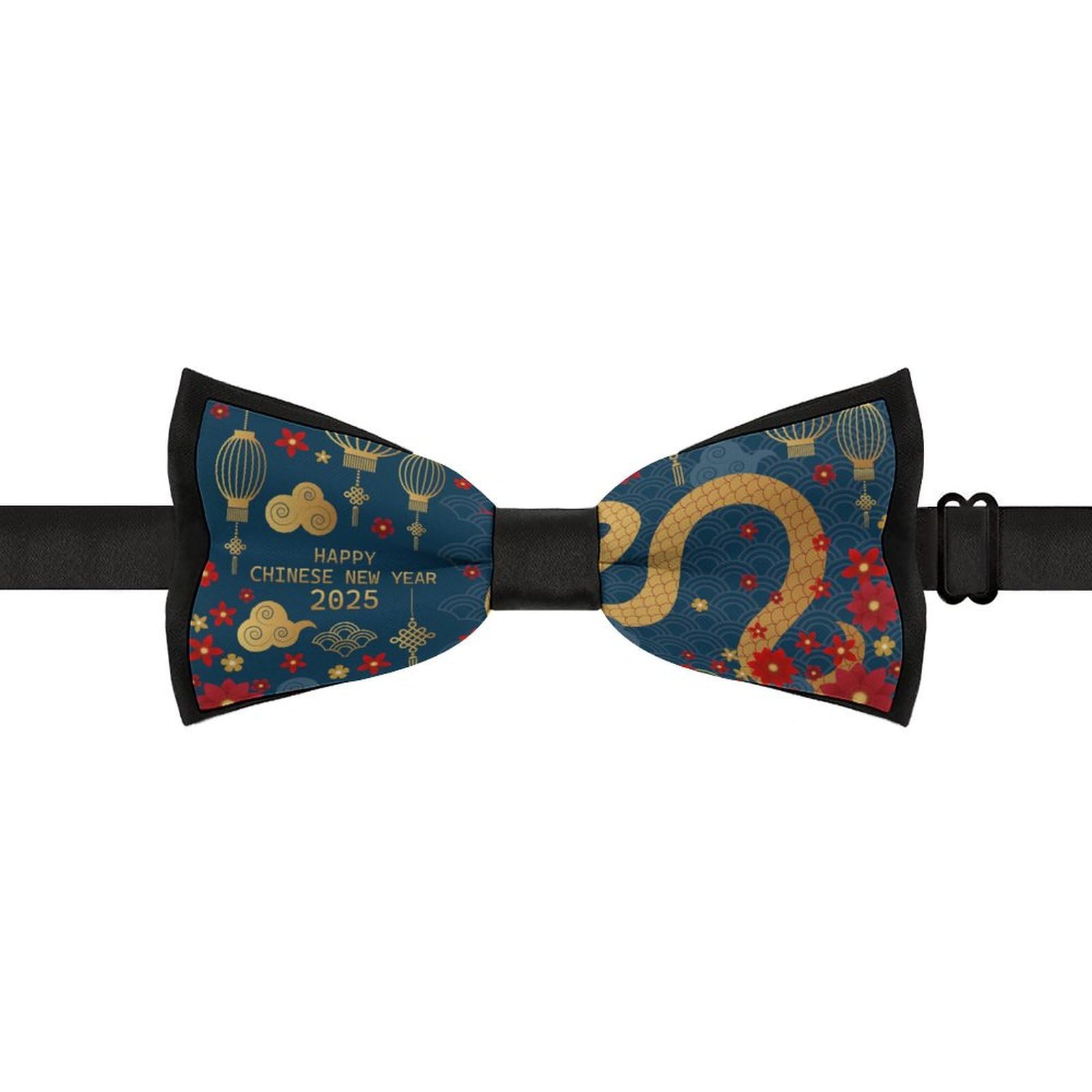 GoasNei Year Of The Snake 2025 Happy Chinese New Year 2025 Bow Tie for Men Adjustable Necktie Funny Tie Neck Ties for Weddings Party