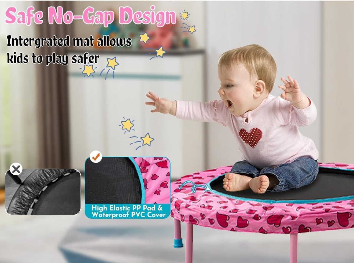 Yoluckea 36 Inch Kids Trampoline Mini Trampoline with Handle, 36'' Indoor Outdoor Trampoline for Kids, Toddler Small Mini Baby Rebounder Fitness Recreational Trampolines, Birthday Gift Ideas, Unicorn