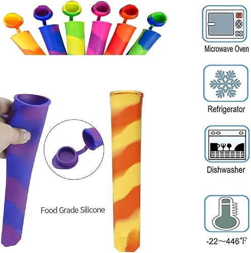 Miniatura 2 de 6 moldes de paletas reutilizables de silicona para bebés moldes de silicona para helados de múltiples colores bandeja de helado con tapas para