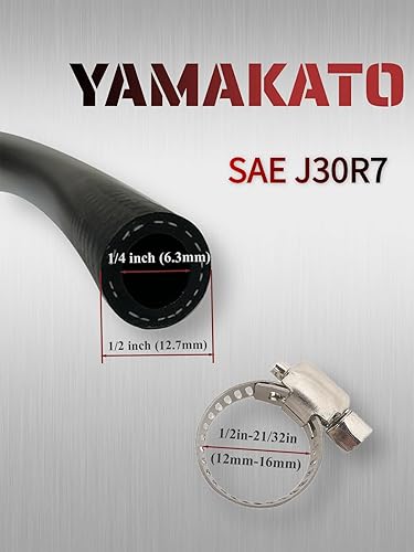 Miniatura 2 de YAMAKATO Manguera de línea de combustible ID de 14 pulgadas reforzada 6 pies con 10 abrazaderas NBR SAE 30R7 para Tecumseh 30705 Briggs 791745