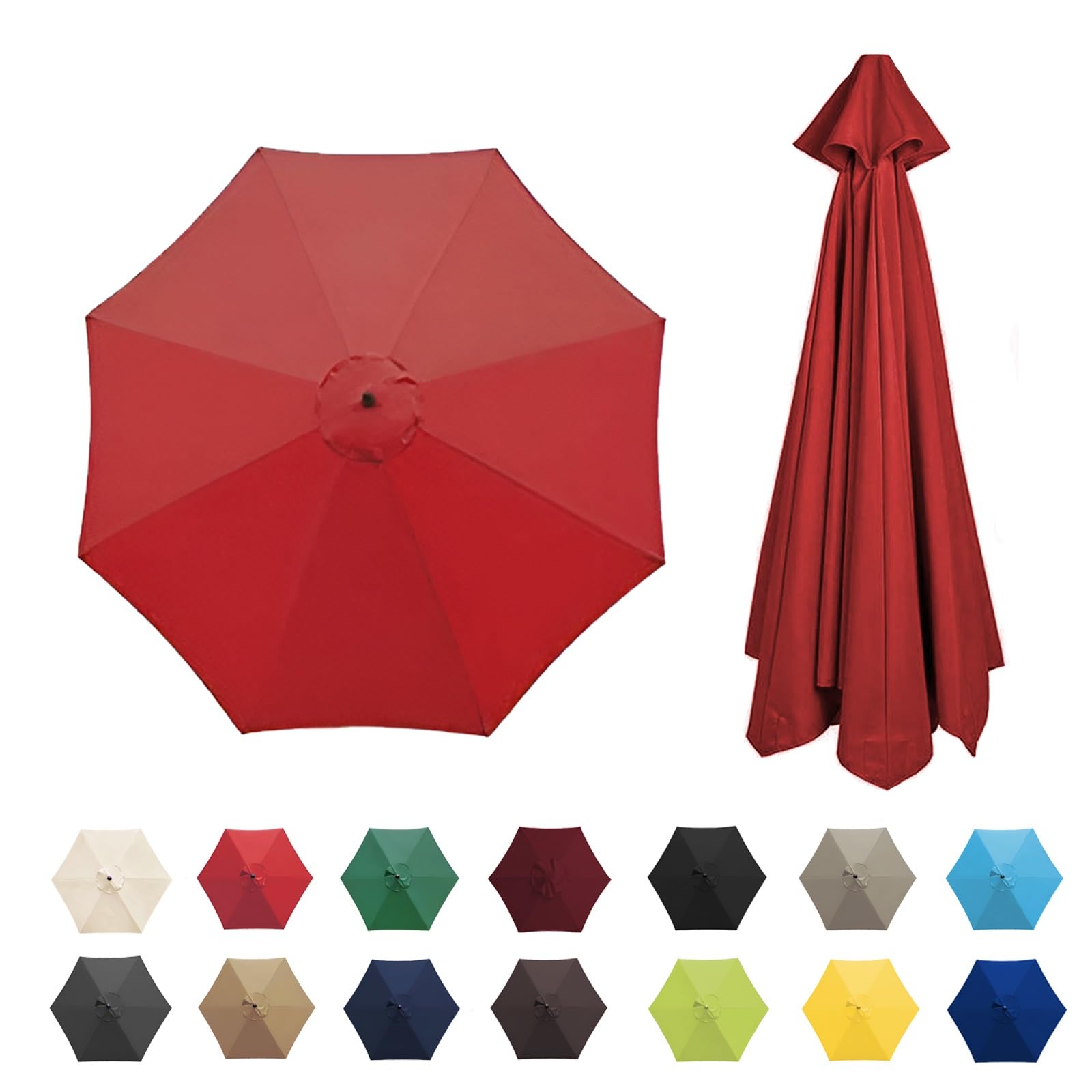 Universal Umbrella Replacement Cloth 6 Arms/8 Arms，Patio Umbrella Cover Cloth ，Replacement Parasol Canopy，2.7 M/3.0M，Parasol Umbrella Replacement Cover (Canopy Only) ( Color : Bright red , Size : 8 Ri