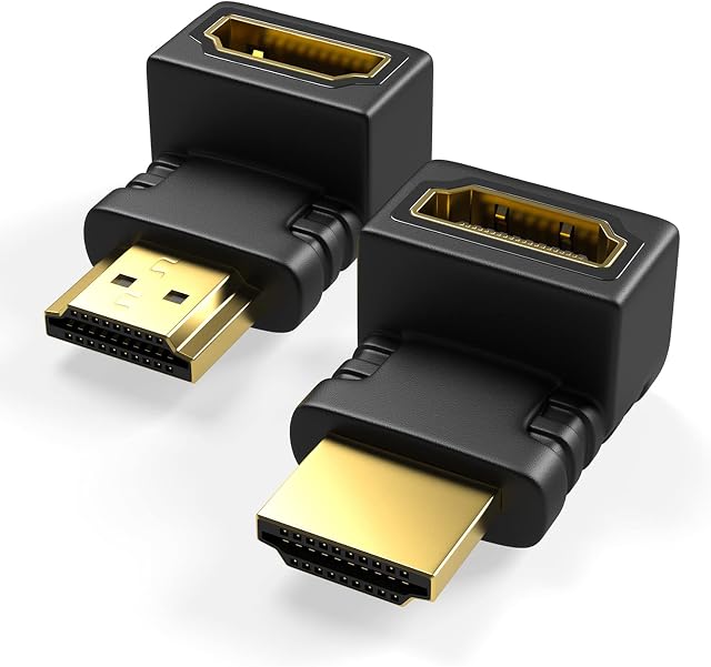 RedStar24 Wtyczka kątowa HDMI 90 stopni i 270 stopni adapter | gniazdo HDMI typu A i wtyczka | złącze HDMI | pozłacane styki | 4K Ultra HD UHD 3D Full HD 1080p HDR ARC | 2 sztuki