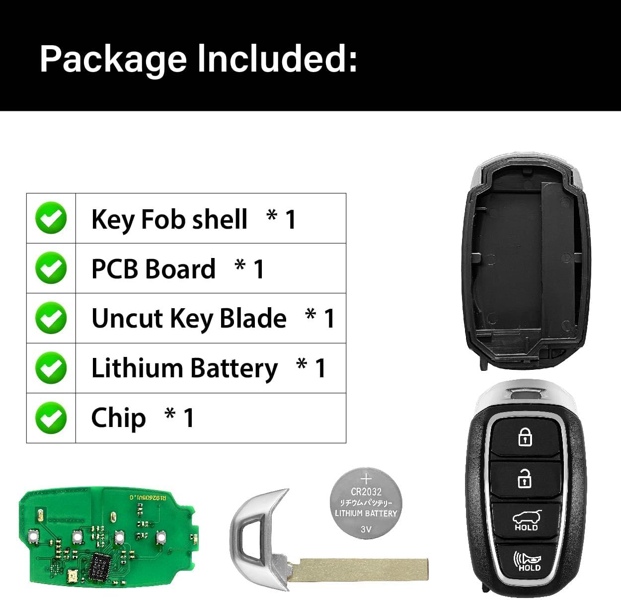 Replacement for Hyundai Vel Oster N Key Fob Remote Control 2019 2020 4 Buttons 434MHz SY5IGFGE04,Black