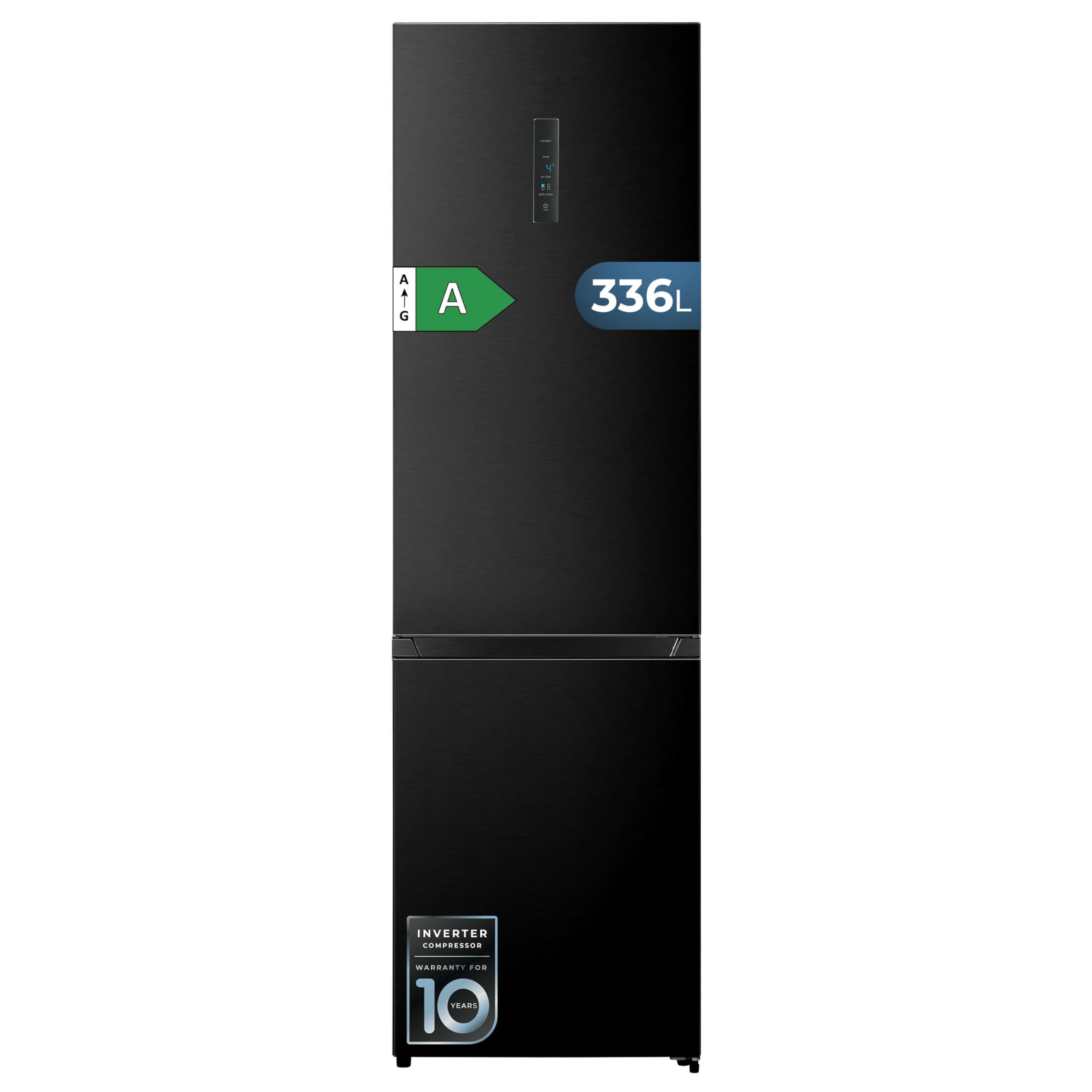 Cecotec Dunkel Kühlschrank Kombi Total No Frost 336L Bolero Coolmarket Combi 336 A. 201Cm Höhe, 90º Öffnung, Fresh Flex, Humidity Flex, Inverter Plus Kompressor, Multi Airflow, Smart-Modus