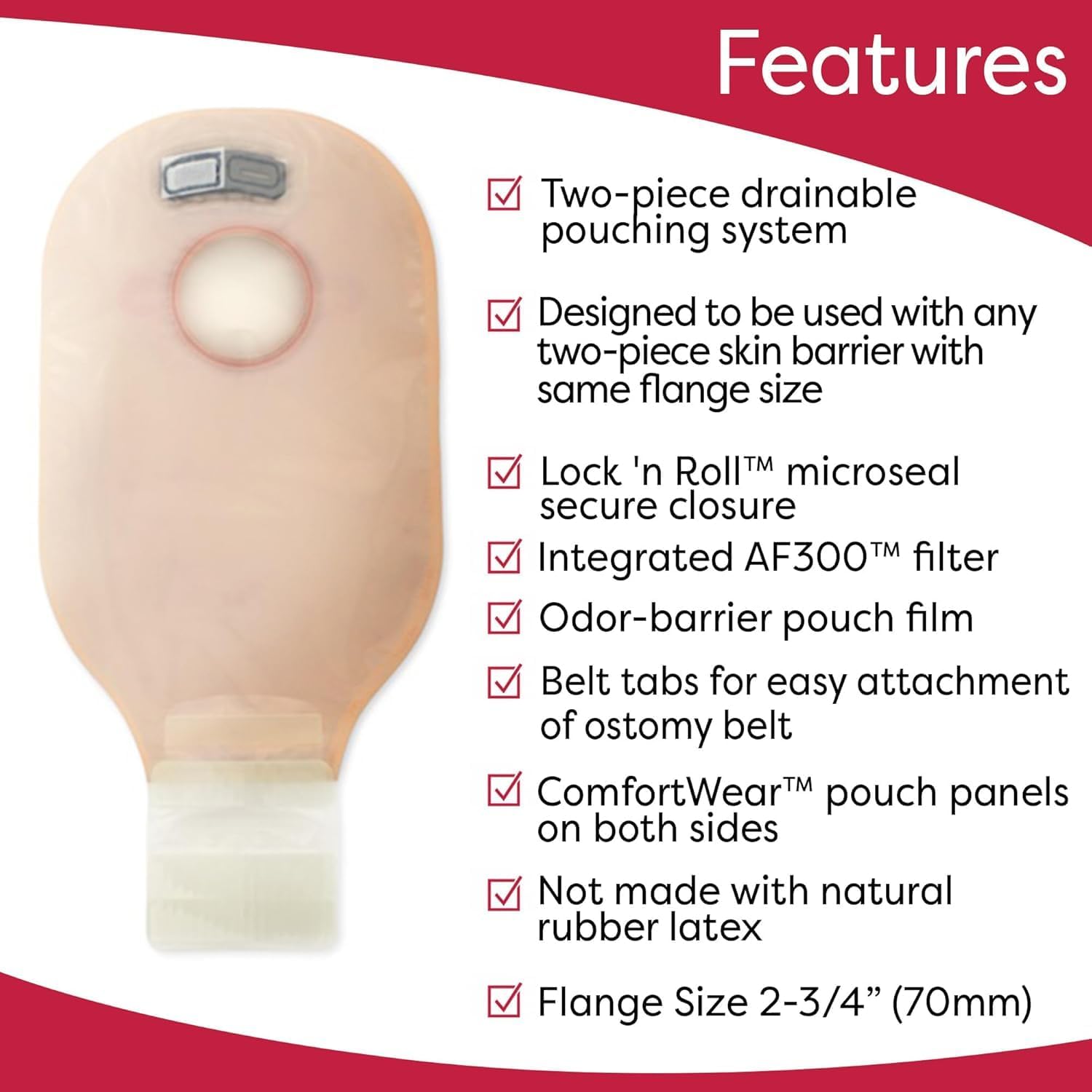 Hollister Rel18194 New Image Drainable Colostomy Pouch, 12", 10Count