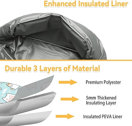 Miniatura 5 de Lonchera para gatos para niños, pequeñas bolsas de almuerzo aisladas, bonita lonchera reutilizable para mujeres, bolsas de almuerzo congelables