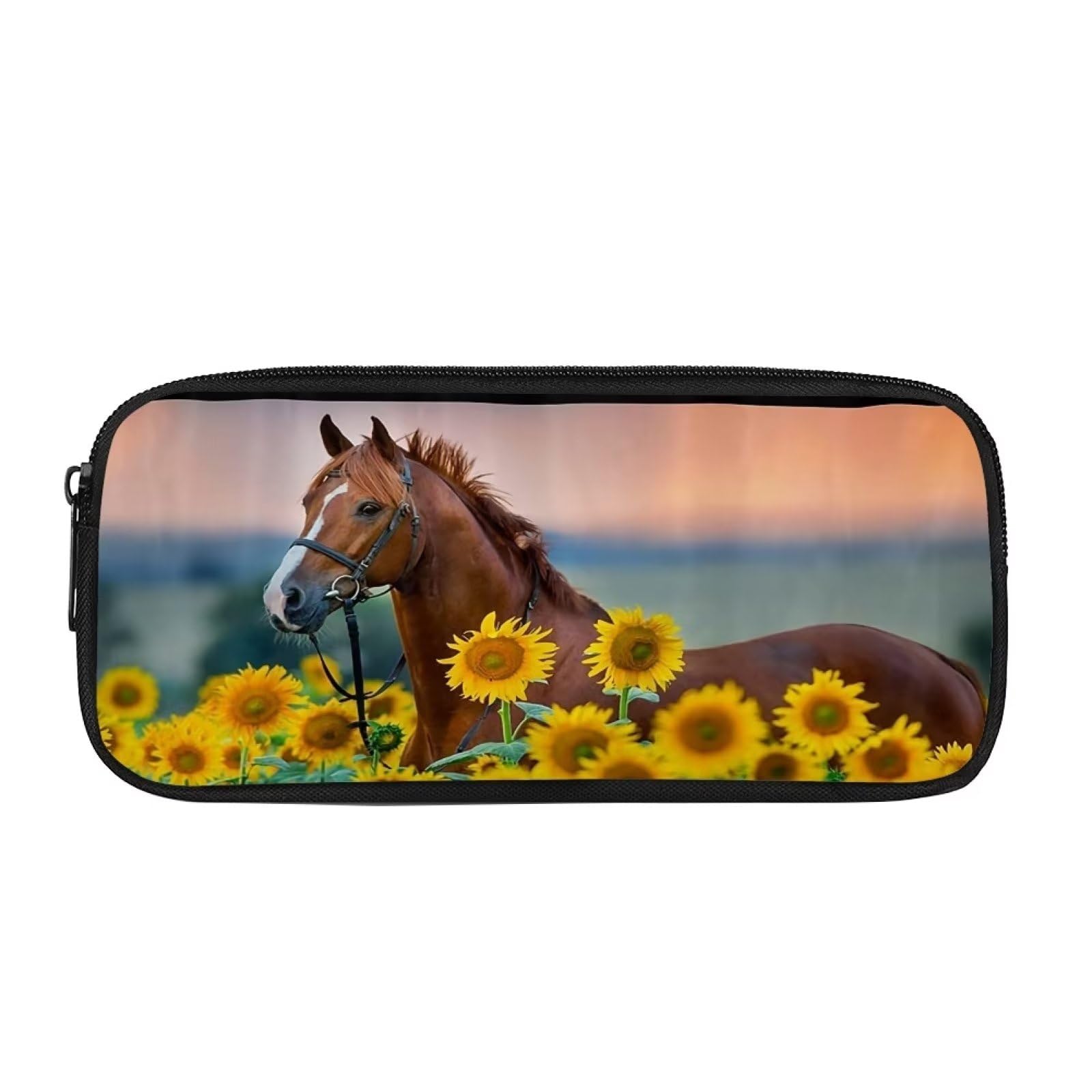 Showudesigns Sunflower Horse Children Pencil Bag Pouch Durable Pen Case School Supplies for Primary Student Handbag Purse โ image 1