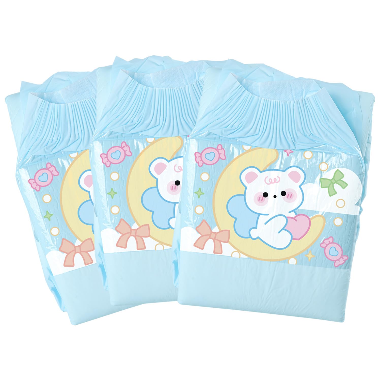 CutiePlusU Adult Diaper 3 Pieces, Adult Diapers Sample, Maximum Overnight Absorbency- Bear (Large 37