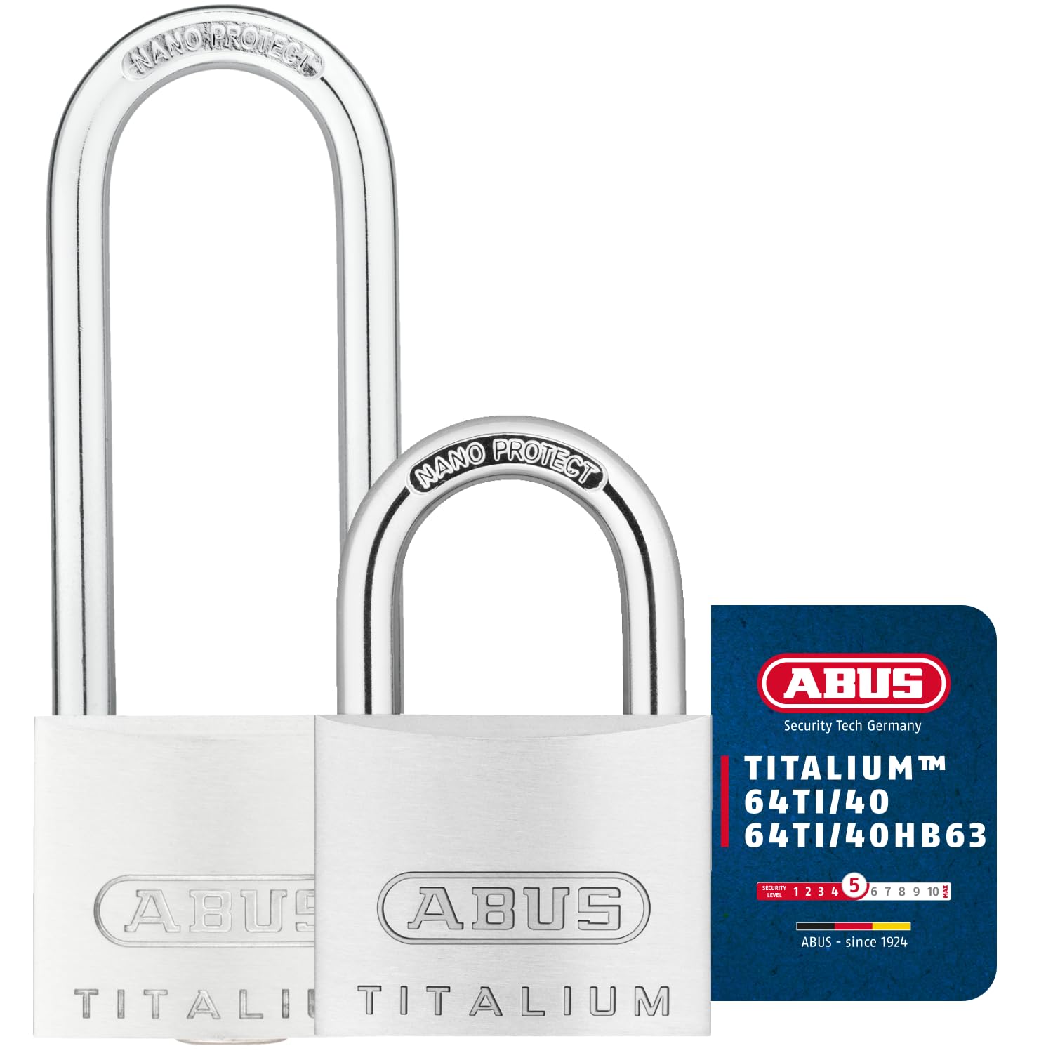 ABUS Titalium 64TI/40 + HB63 - Jeu de 3, même combinaison - Cadenas de cave avec corps de serrure en aluminium spécial - anse en acier trempé - de sécurité ABUS 5