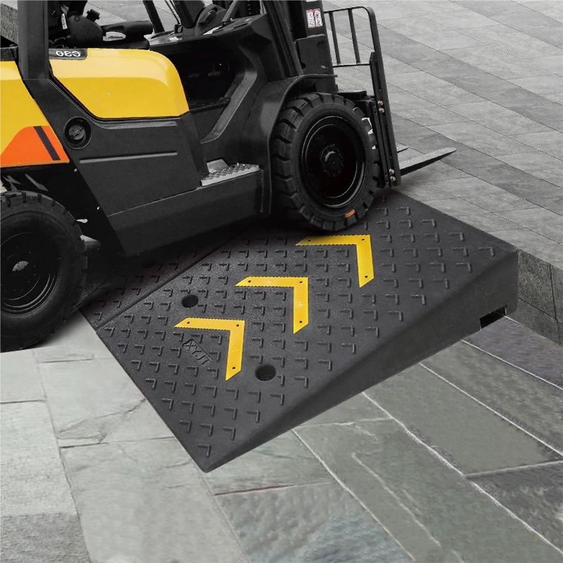 Rampas de umbral de goma resistentes, rampas de movilidad para silla de ruedas para escalones de entrada, ideales para motocicletas y acceso para discapacitados (7.5 pulgadas)