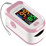 Pulse Oximeter Fingertip, Blood Oxygen Saturation Monitor with Large LED Display, Heart Rate Monitor for Adults, Fingertip Pulse Oximetr, with Lanyard (Rose Gold)