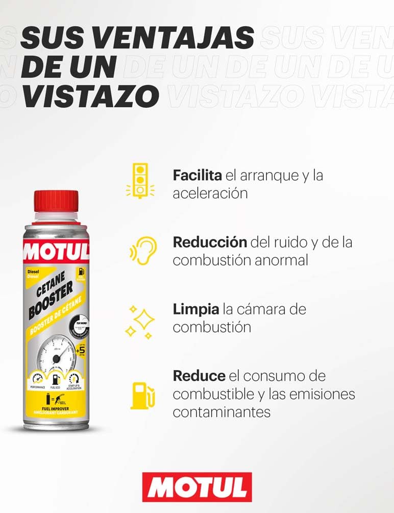 MOTUL Potenciador del Índice de Cetano del Diésel, Aditivo para el Rendimiento del Motor, Reduce el Consumo y Las Emisiones, Ideal Antes de la Inspección Técnica, Cetane Booster Diesel, 300 ml