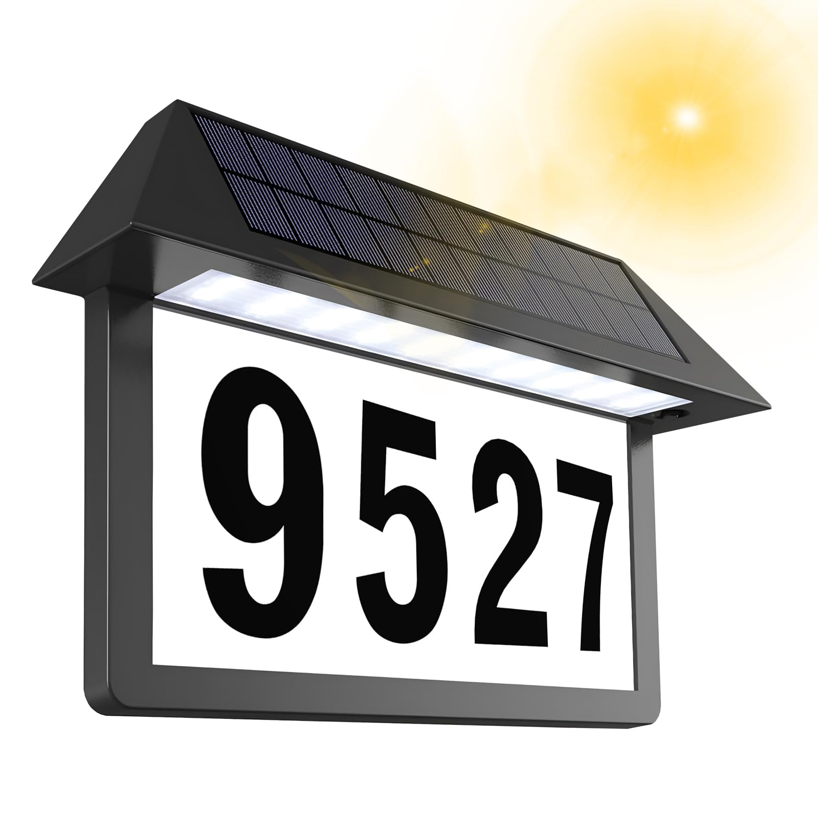 House Numbers Plaques With Solar Light, Solar Address Sign, Lighted Address Plaque Outdoor Waterproof, 3-Color Lighting Modes LED Illuminated Address Plaque