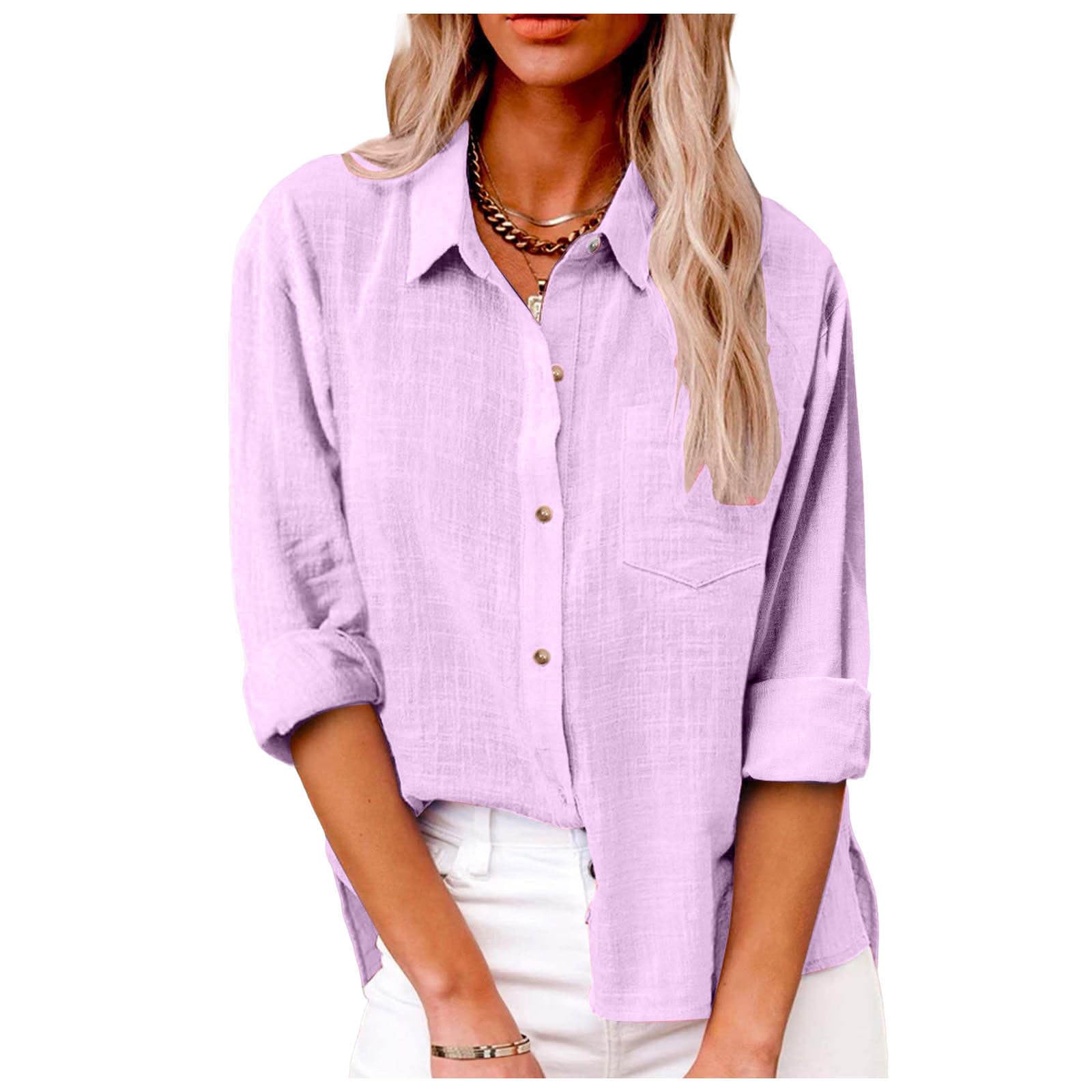 Camicie da donna con bottoni in garza di cotone di lino 2026 alla moda tinta unita colletto manica lunga primavera mussola camicette estive abbigliamento casual da spiaggia fidanzato leggero risvolto