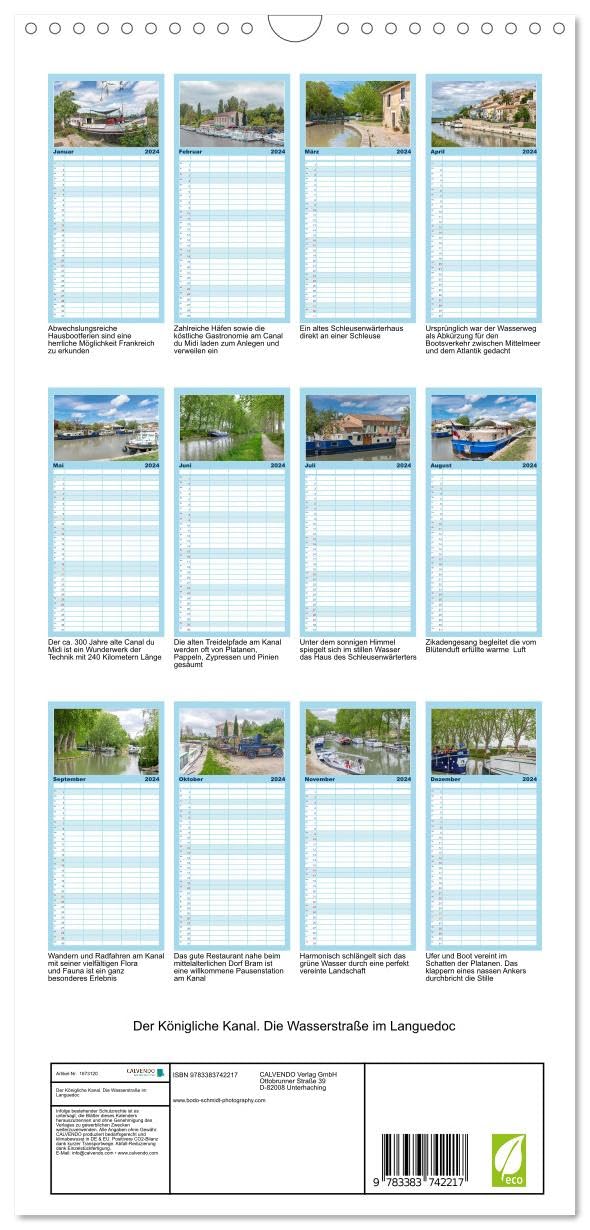 Familienplaner 2024 - Der Königliche Kanal. Die Wasserstraße im Languedoc mit 5 Spalten (Wandkalender, 21 x 45 cm) CALVENDO: Der ca. 300 Jahre alte ... ein Wunderwerk der Technik. (CALVENDO Natur)