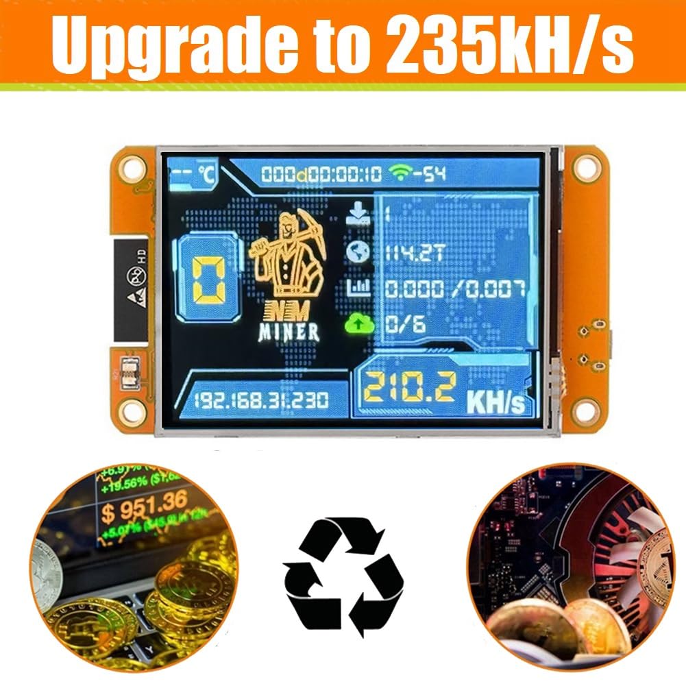 NMMiner NerdMiner 235KH/S Harshrate Bitcoin Crypto Solo Lottery Miner 2,8 Smart Display ulepszony NerdMiner