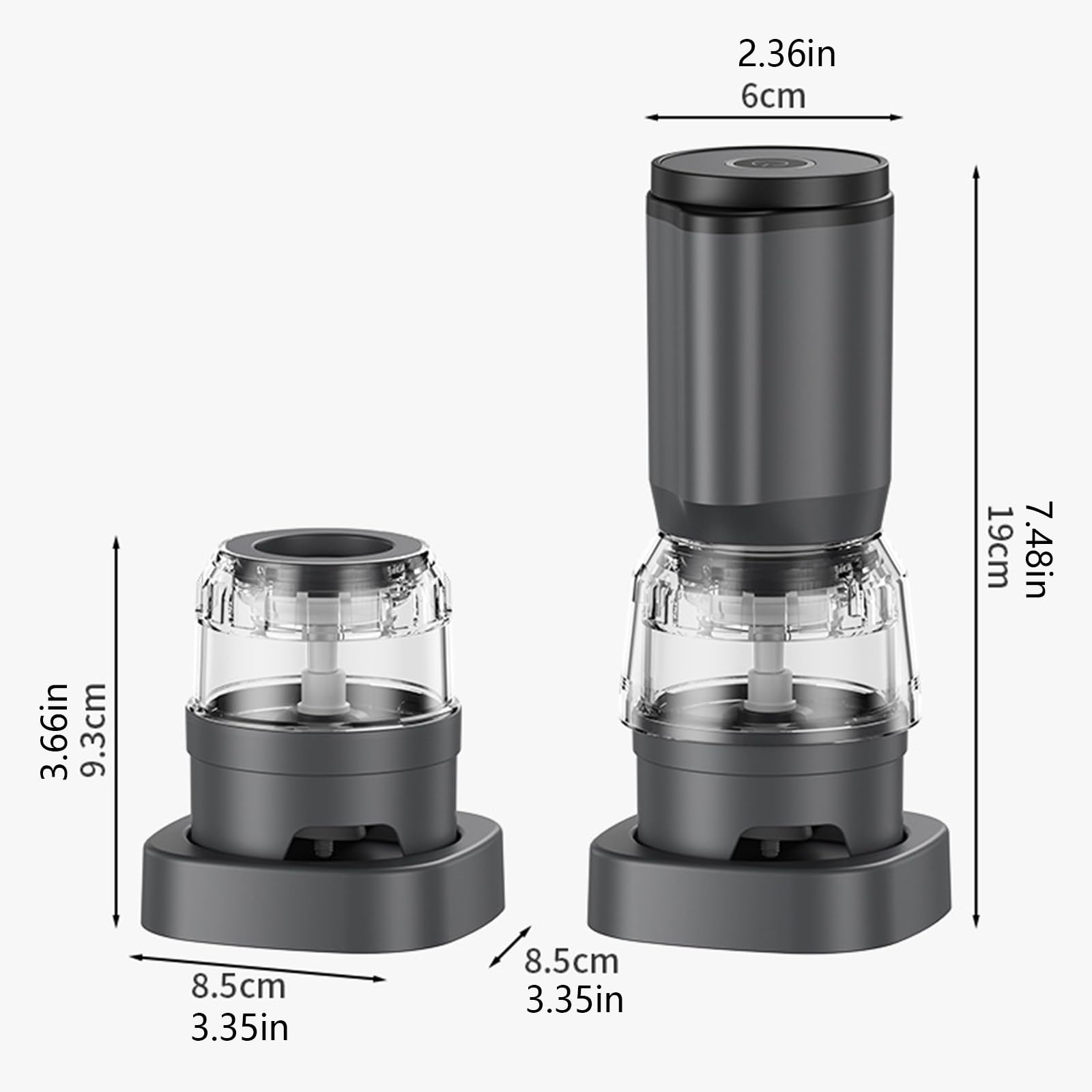 Macina automatico macinapepe elettrico con lama in ceramica e 2 contenitori trasparenti per cucina domestica Macina condimento automatico