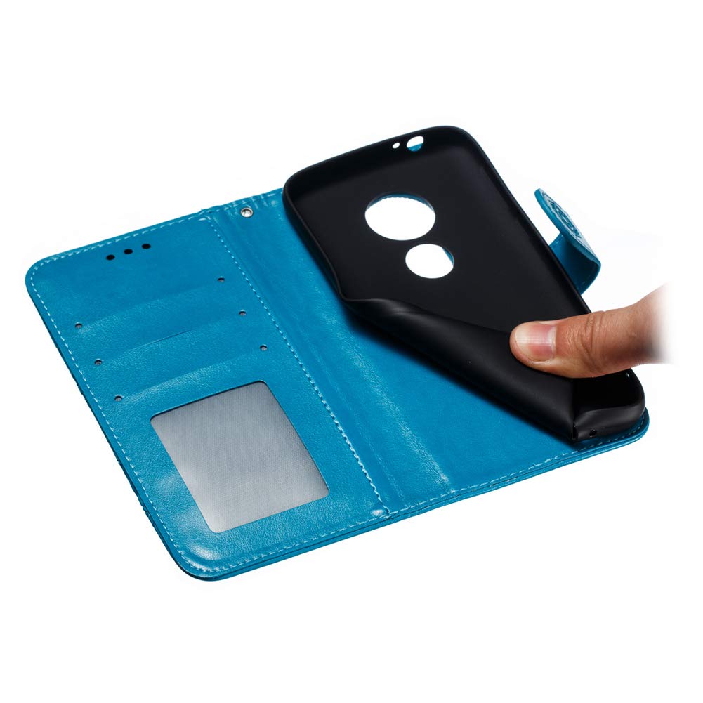 IMEIKONST Custodia Portafoglio In Pelle PU Per Motorola Moto E5 Play Go - Copertura Flip Con Supporto Integrato E Slot Porta Carte, Stampa Mandala Rossa