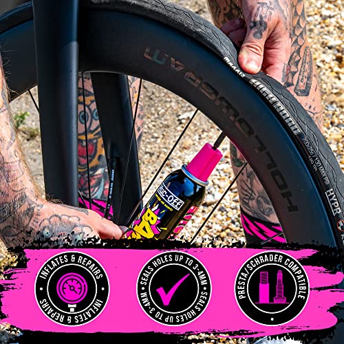 Muc-Off B.A.M! Reifendichtmittel Reifenreparaturset Inflate & Repair 125 ml - Spray - Sofortige Reparatur und Aufpumpen von Reifen - Geeignet für Straßen-, CX/Kies- und MTB-Reifen