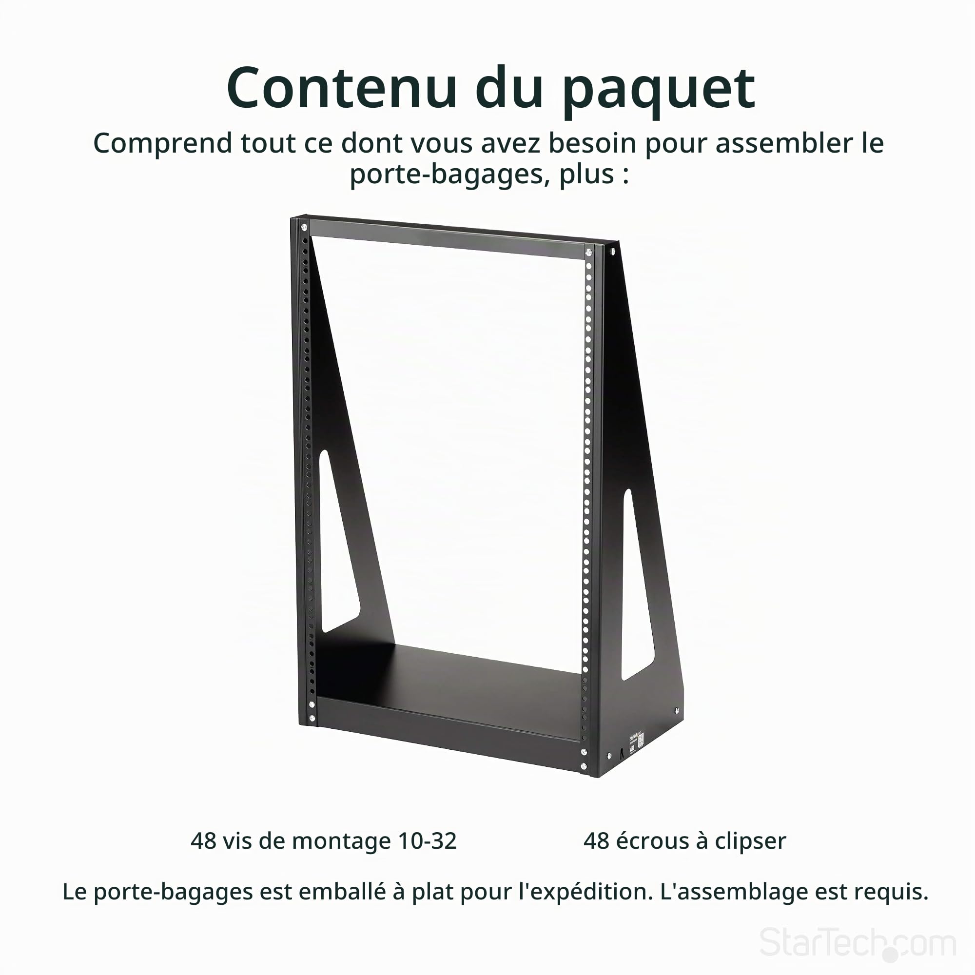 StarTech Rack Serveur Bureau 16U 2 Montants Ouvert Compact, 19", 160kg | Cadre ouvert, Peu encombrant, Autoportant, Conforme EIA-RS-310D / EIA/ECA-310-E