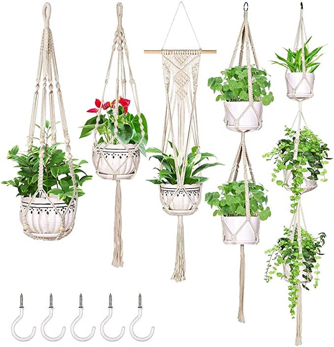 PARAH Macrame Plant Hanger Hanging Planters, Handmade Cotton Rope Hanging Plant Decorative Flower Pot Holder for Indoor Outdoor Boho Home Decor, Different Tiers (5 Sizes) (B0BT23D4FZ) Amazon Price History, Amazon Price Tracker