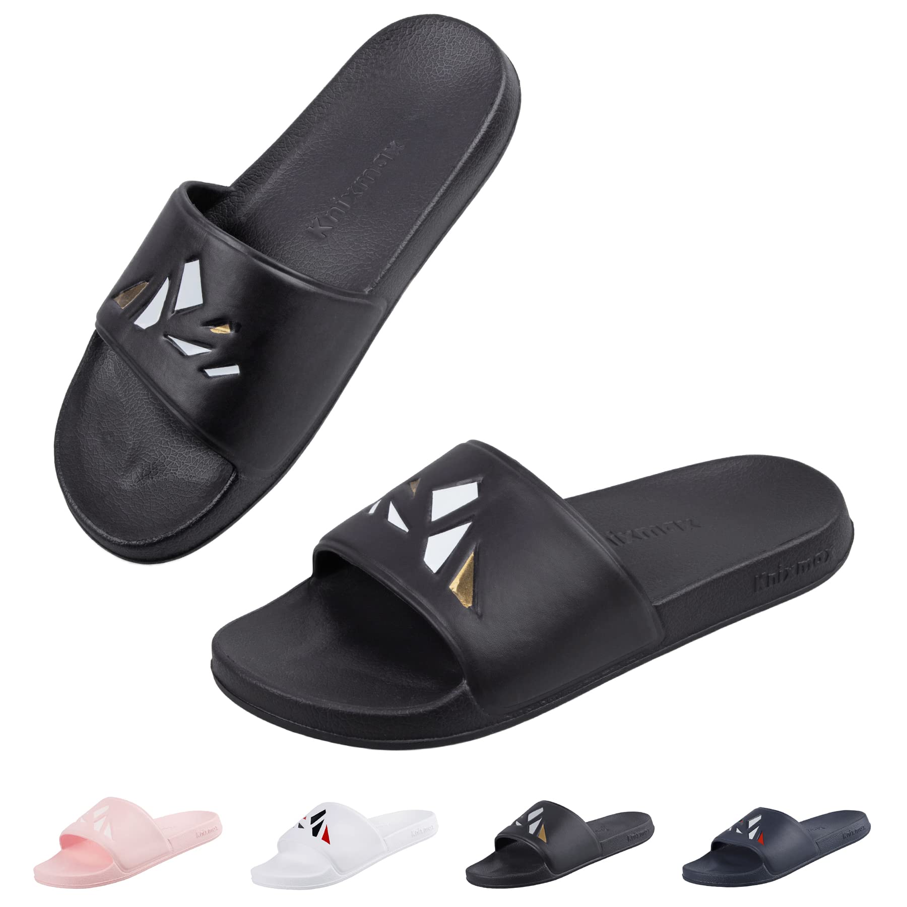 KnixmaxMen’s Women’s Sliders Non-Slip Beach Pool Shoes Summer Open Toe Slide Sandals Shower Slippers