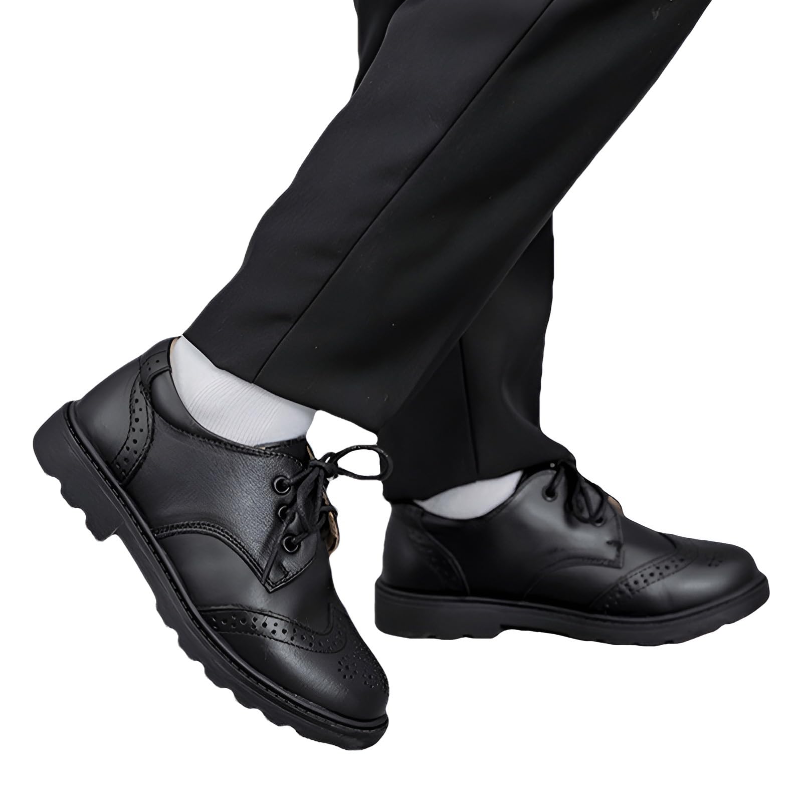 rismart Junge Formelle Anzugschuhe Wingtip Brogue Oxford für Hochzeit Kirche Abschluss