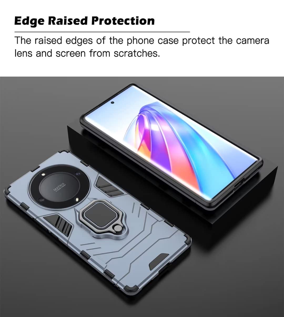COMAKU Cover Armor Per Honor Magic5 Lite 5G – Custodia TPU+PC Antiurto Con Anello Supporto E Metallo Per Auto – Rosso