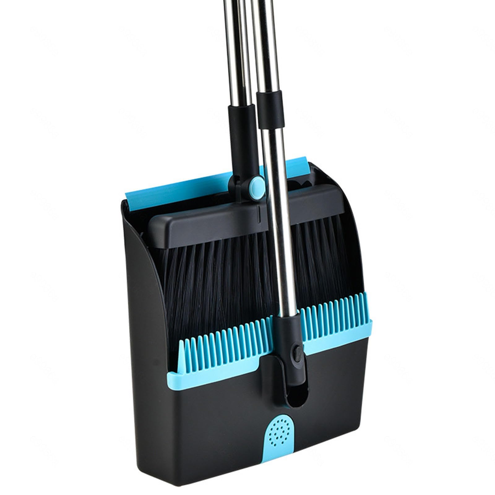VIDECOR Juego de Recogedor y Cepillo de Mango Largo, Alto Cepillo de Barrido Giratorio de 180 Grados, Recogedor Doméstico con Dientes de Peine para Interior, Exterior, Jardín, Hogar,