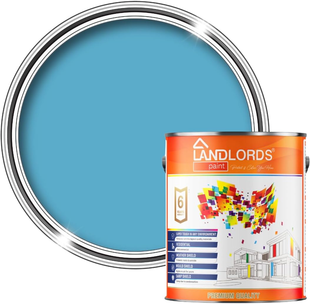 Landlords Anti Damp, Anti Mould and Condensation - Ocean Blue Matt Finish - 5 Litre - Prevent & Control Damp On Internal Walls & Ceilings - Easy To Apply