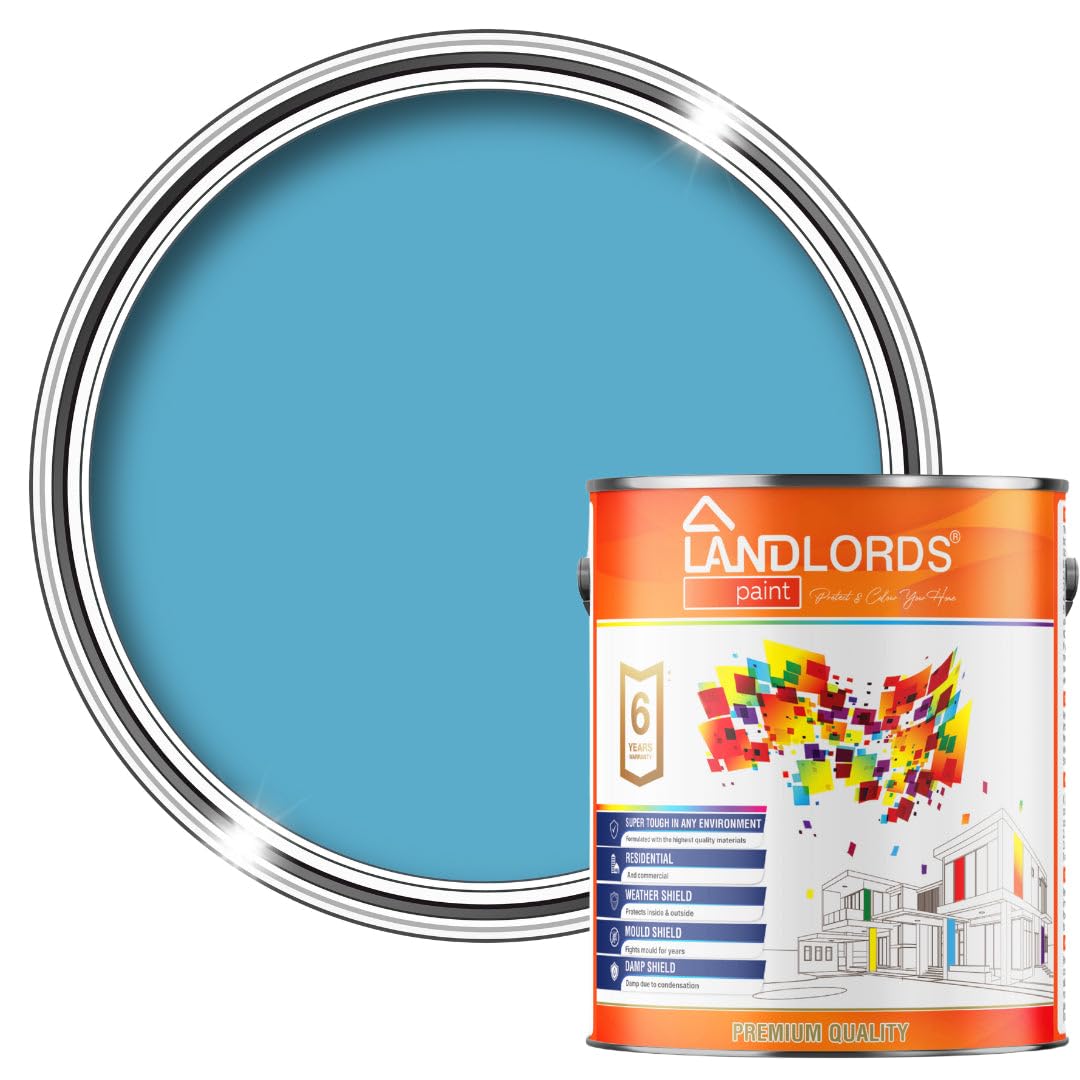 Landlords Anti Damp, Anti Mould and Condensation - Ocean Blue Matt Finish - 5 Litre - Prevent & Control Damp On Internal Walls & Ceilings - Easy To Apply