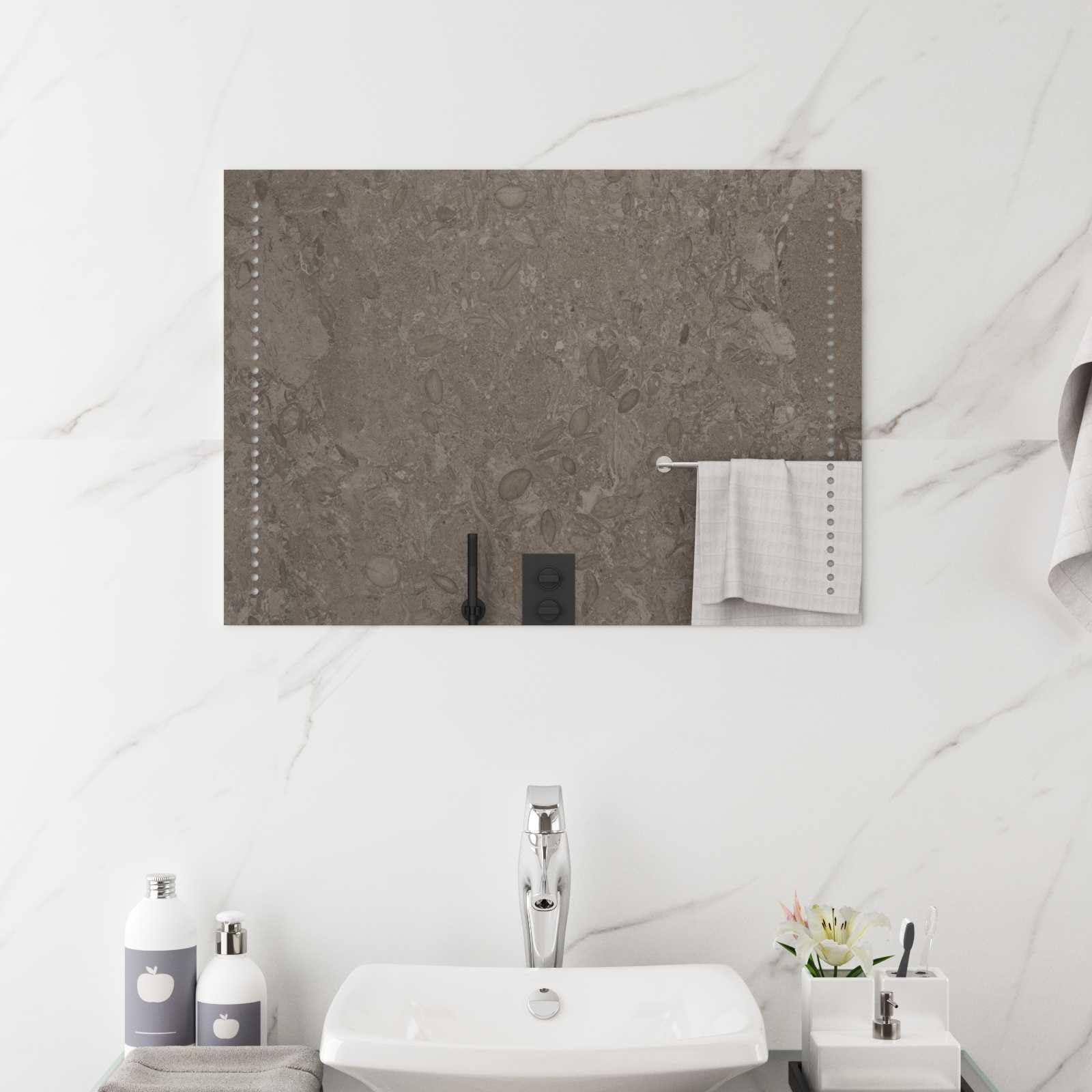 Lustro łazienkowe LED 70 x 50 cm szkło hartowane