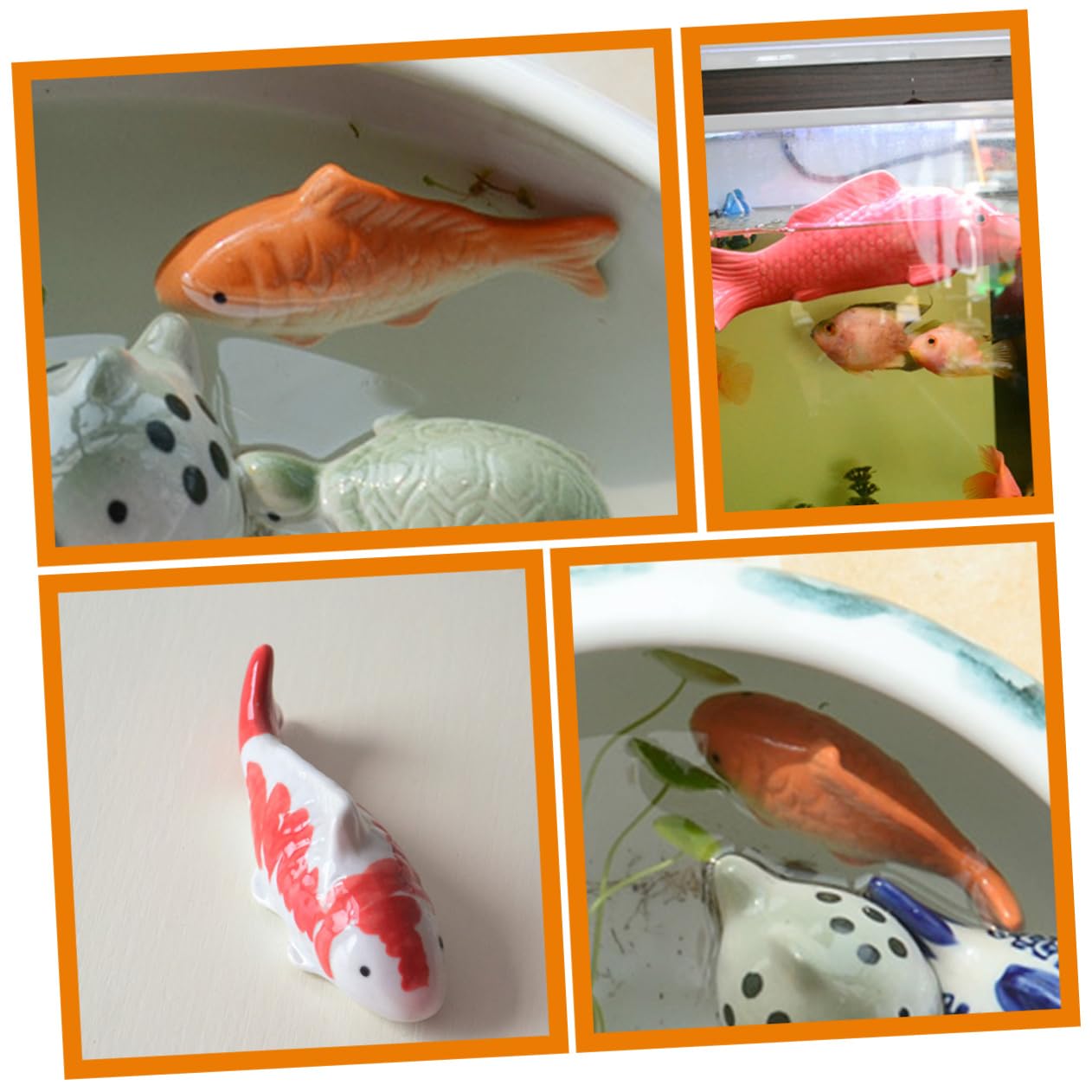 2 piezas de decoración del hogar, cerámica, decoración de peceras, decoraciones de acuario, decoración de peces de simulación, peces flotantes de acuario, peces flotantes, estatuas de peces pequeños,