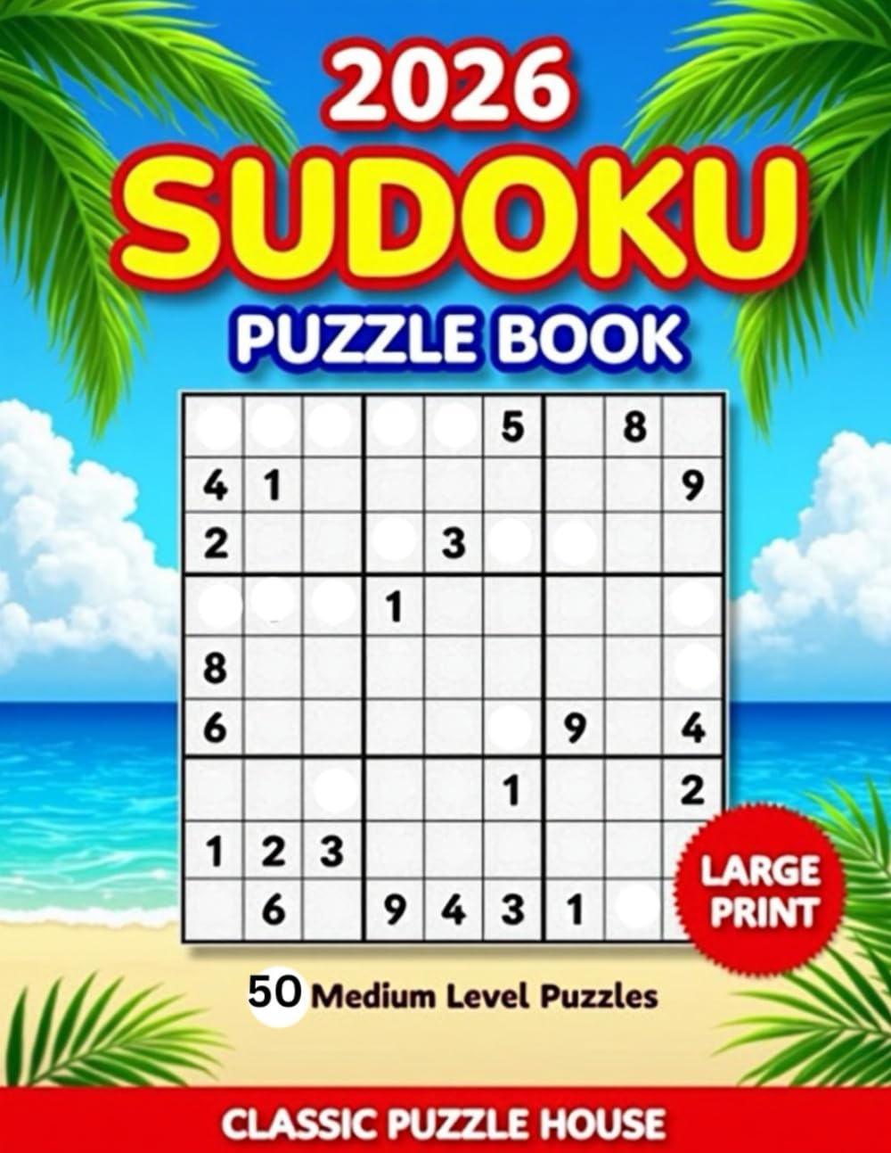 2026 Sudoku Puzzle Book - 50 Medium Level Puzzles - Large Print