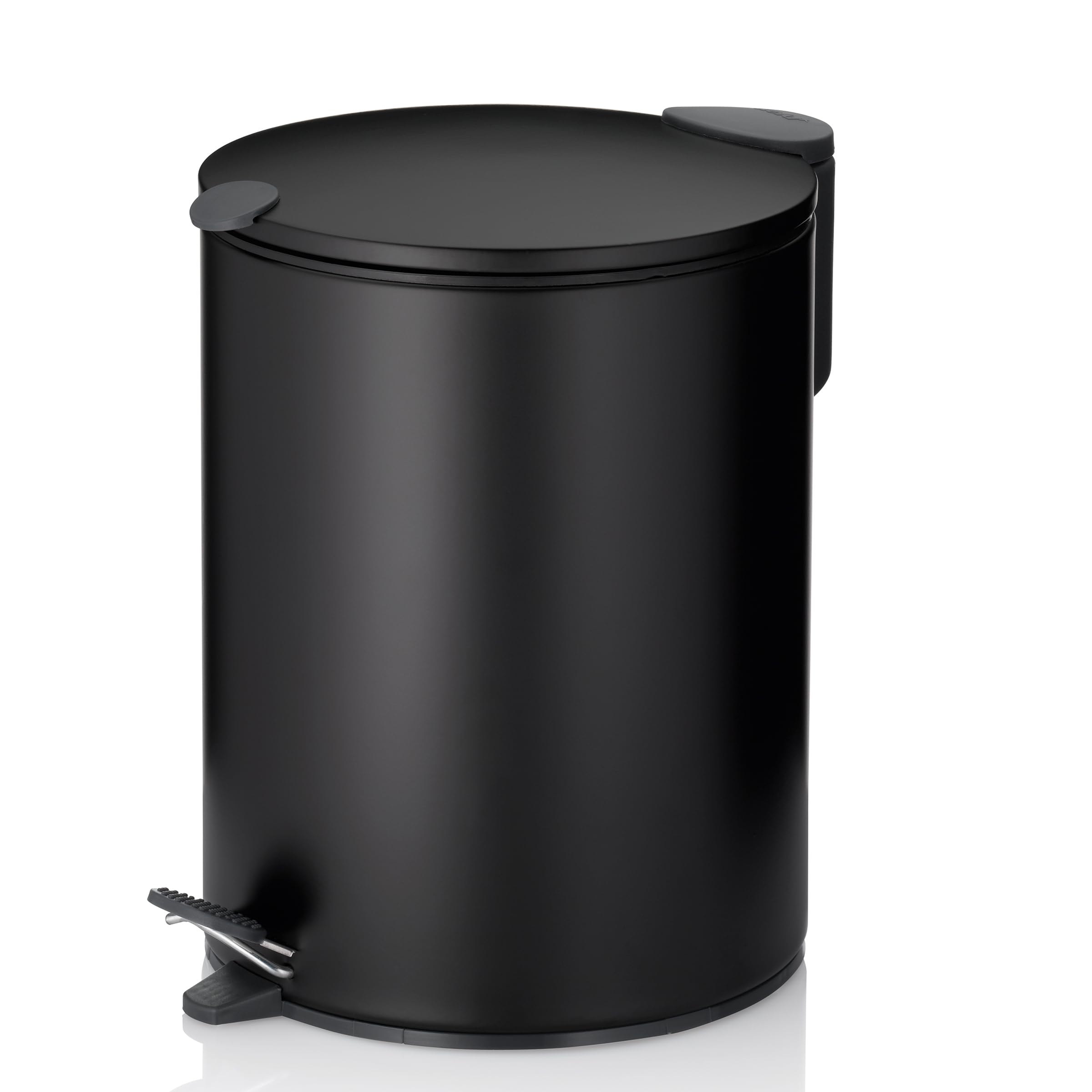 kela Cosmetic Bin Matt Black 5 Litres Silent-Close Lid Pedal Bin Bathroom Bin, Bathroom Bin with Inner Bucket and Carry Handle