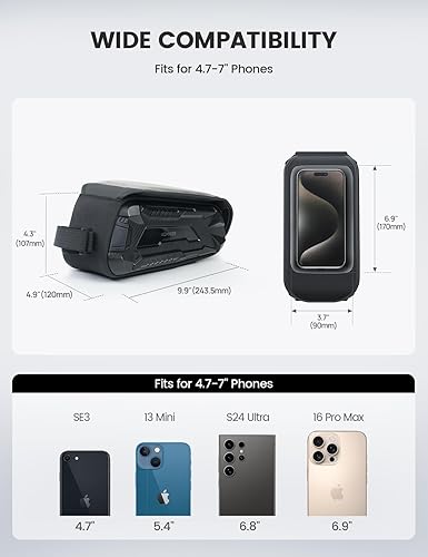 Miniatura 5 de Aomiker Bolsa impermeable para marco de bicicleta - Cremallera rápida 2025 Bolsa de teléfono para bicicleta con capacidad de 1.6 L, bolsa de tubo