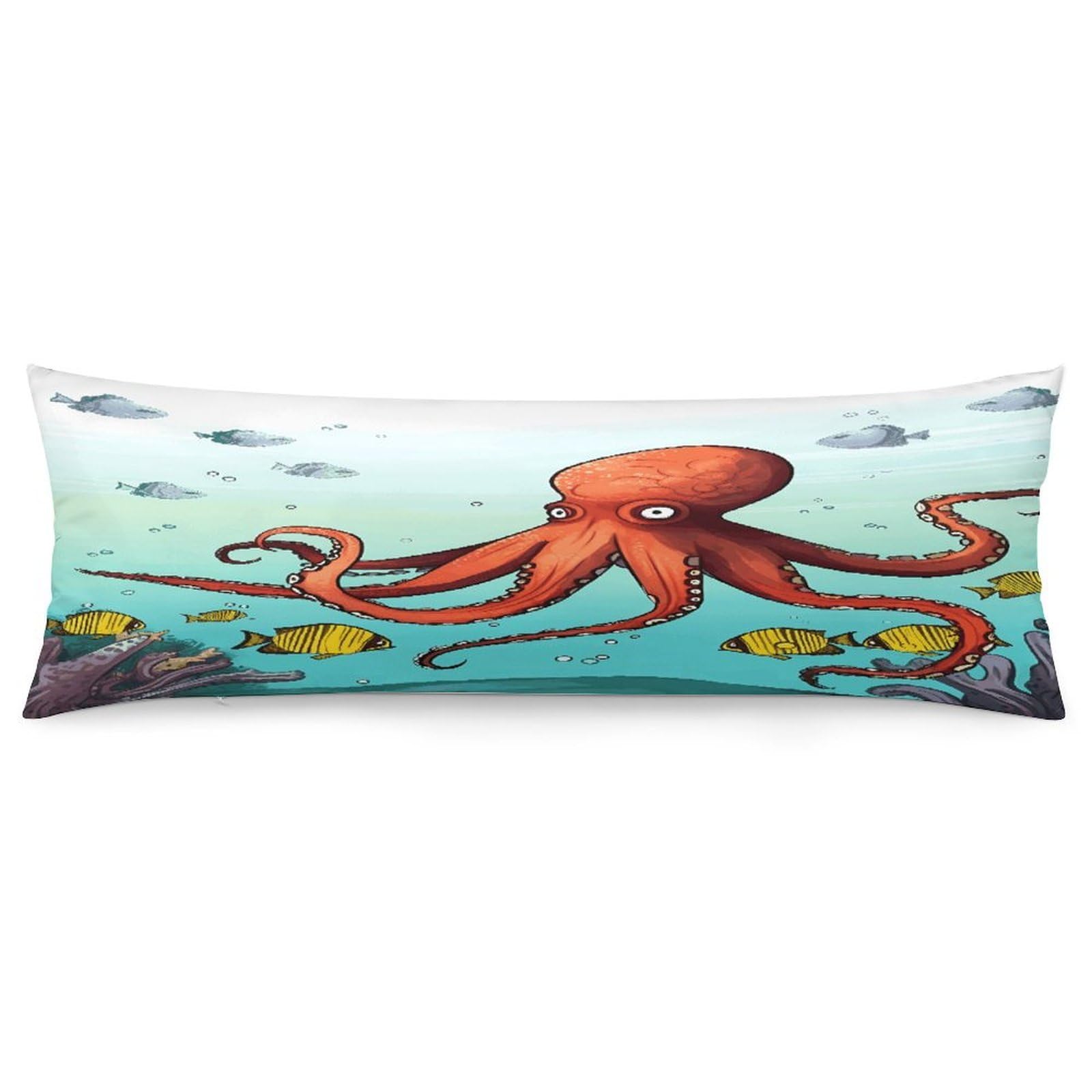 Giant Octopus Throw Pillow Cover Soft Lumbar Pillow Covers with Zipper Breathable Rectangular Cushion Case Polyester Pillow Case Decorative Body Pillow Cover for Couch Bed