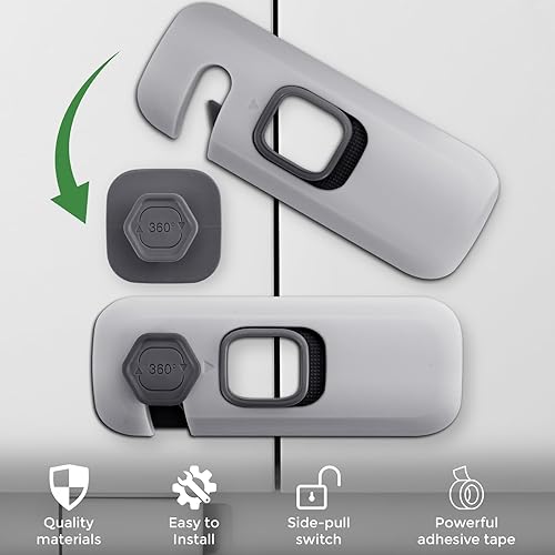 Miniatura 6 de Paquete de 5 cerraduras de refrigerador a prueba de niños, cerraduras de gabinete a prueba de bebés, cerradura de horno para niños, cerradura de