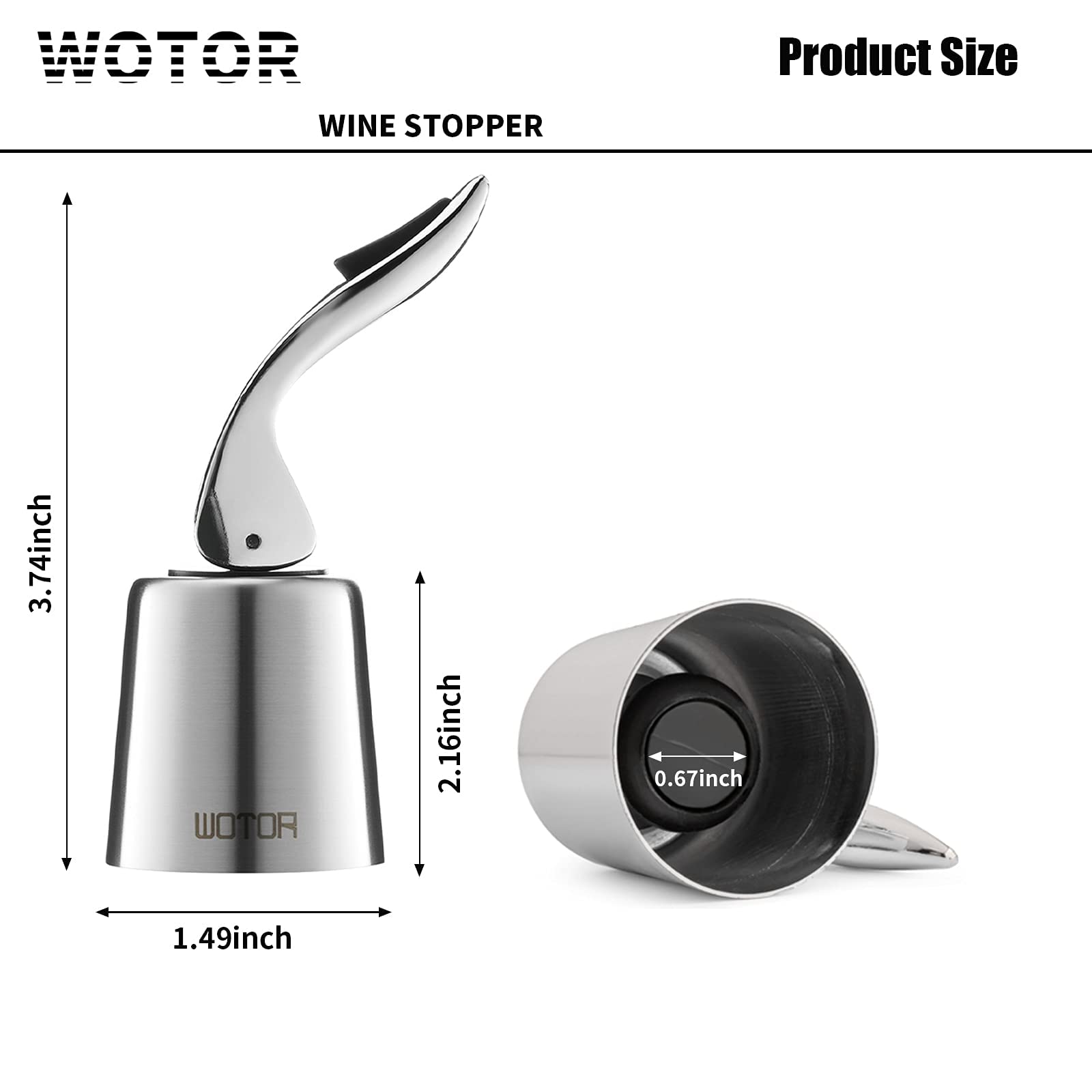 WOTOR Wine Stoppers Stainless Steel Wine Bottle Stopper Plug